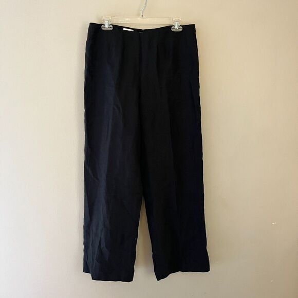 Sarah Spencer Womens Black Blouse & Pants Set  100% Linen Sz 8 Wide Leg Minimal - Picture 11 of 11